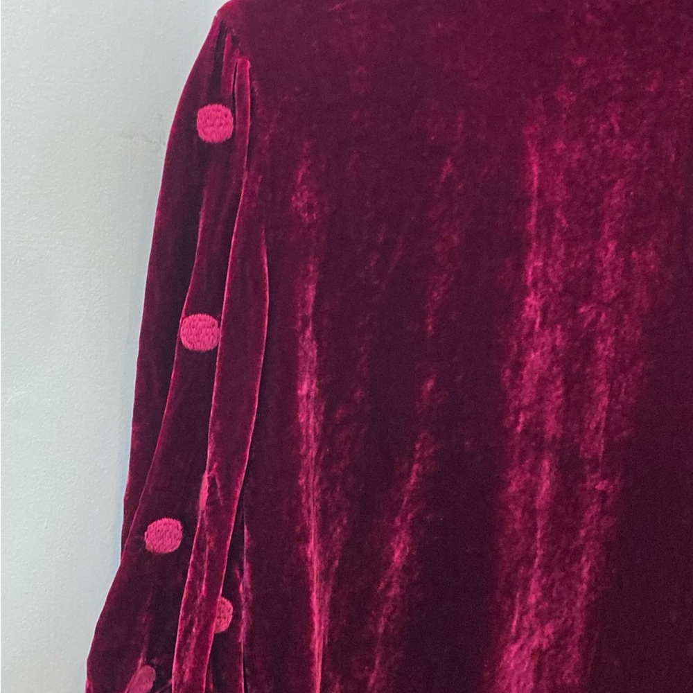 Johnny Was Burgundy Floral Embroidered Top - Picture 5 of 6